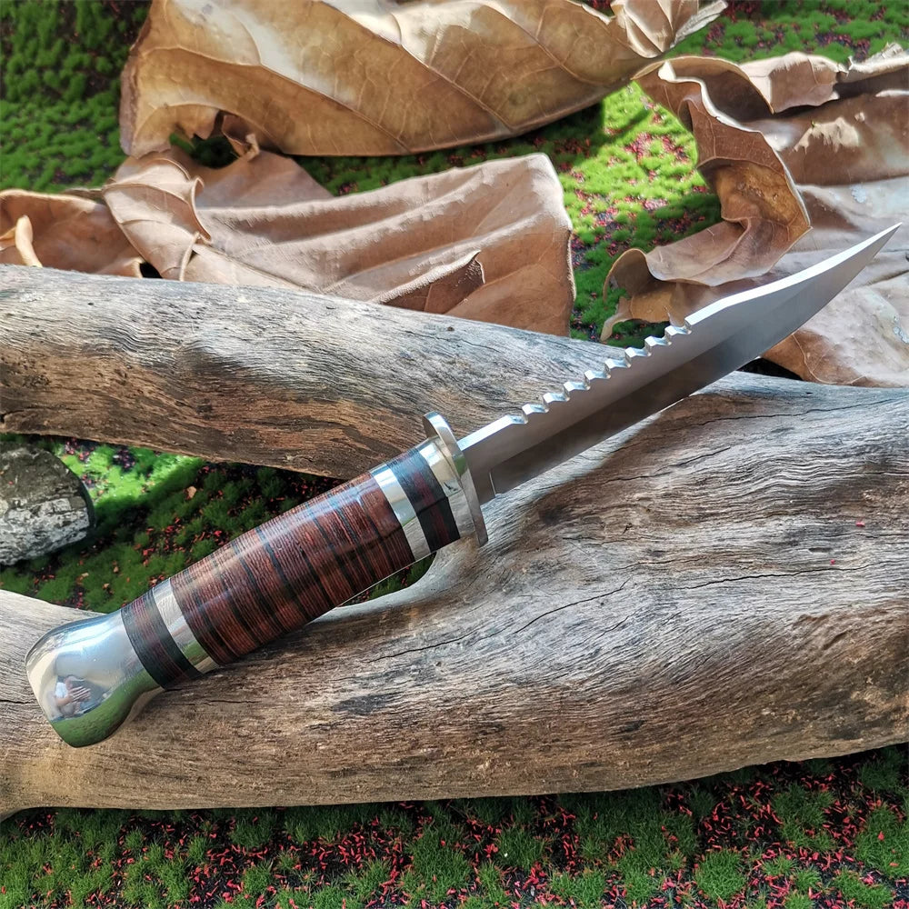 Doom Blade Stainless Steel Fixed Hunting Knife With Wooden Handle