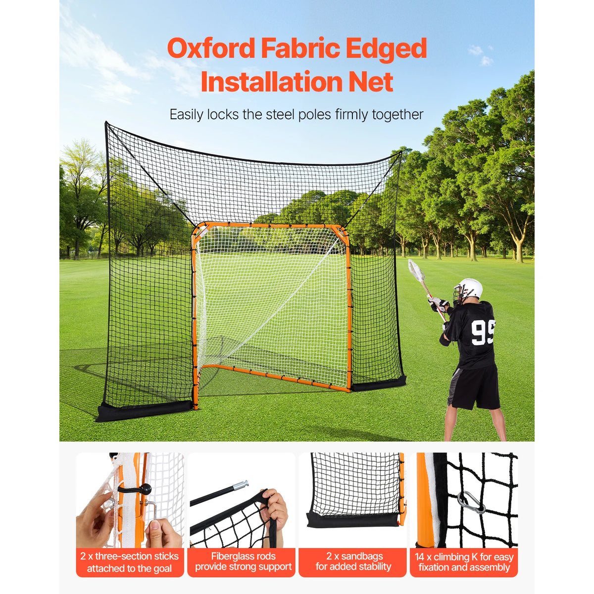 SucceBuy Lacrosse Goal Backstop Net With Extended Coverage