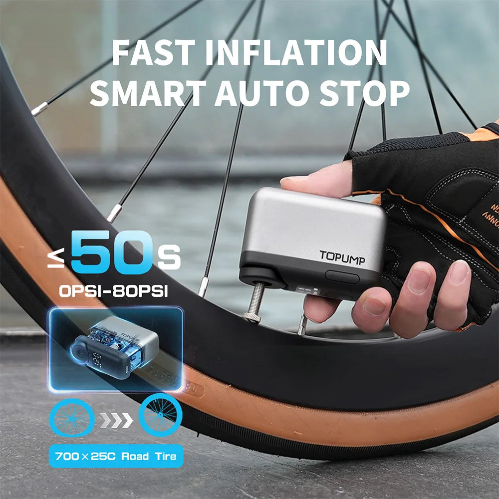 Topump TB2 Pro Cordless Electric Bike Tire Inflator With Display
