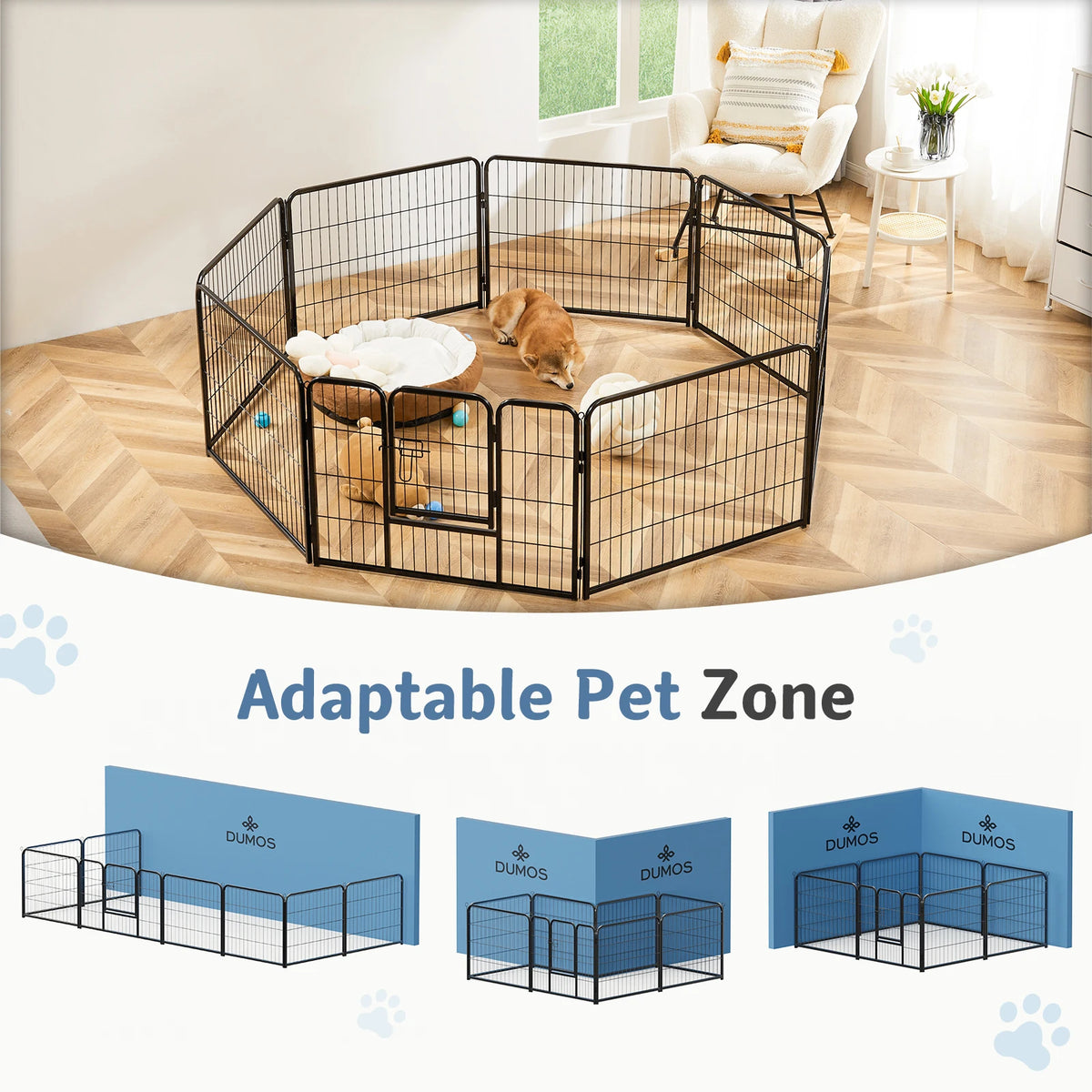 JHK Metal Foldable Dog Playpen Fence for Indoor Outdoor Exercise