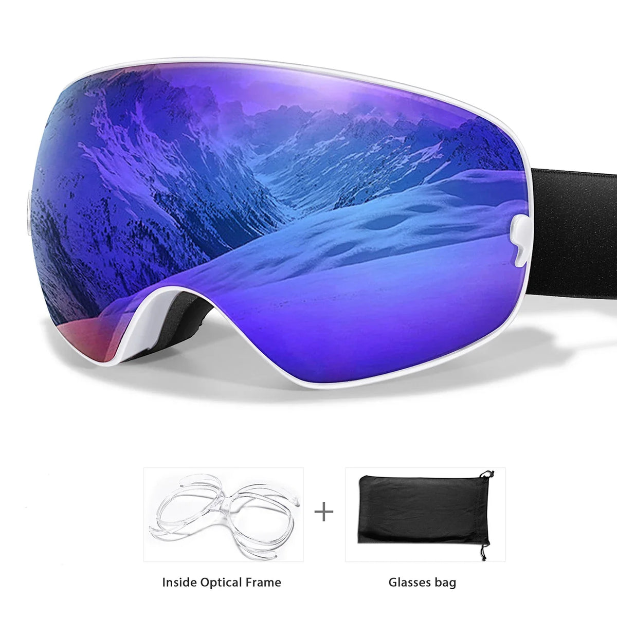 Winter Ski Goggles With Optical Insert And UV400 AntiFog Protection