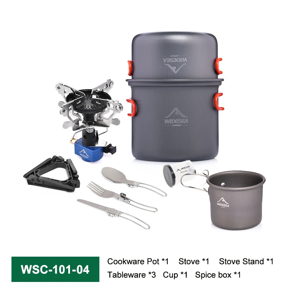 Widesea Portable Camping Stove And Cookware Set With Ignition