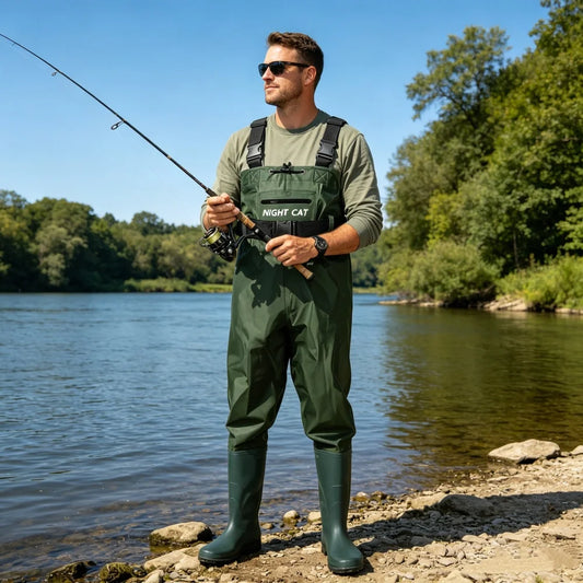 Night Cat Waterproof Breathable Chest Waders With Boots For Fishing
