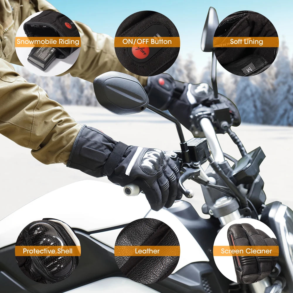 Savior Heat Waterproof Heated Motorcycle Gloves With Rechargeable Hand Warmers