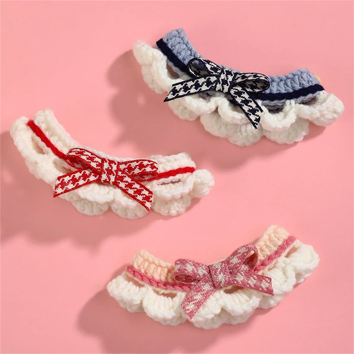 Knitted Bow Knot Decorative Lace Collar For Cats And Dogs