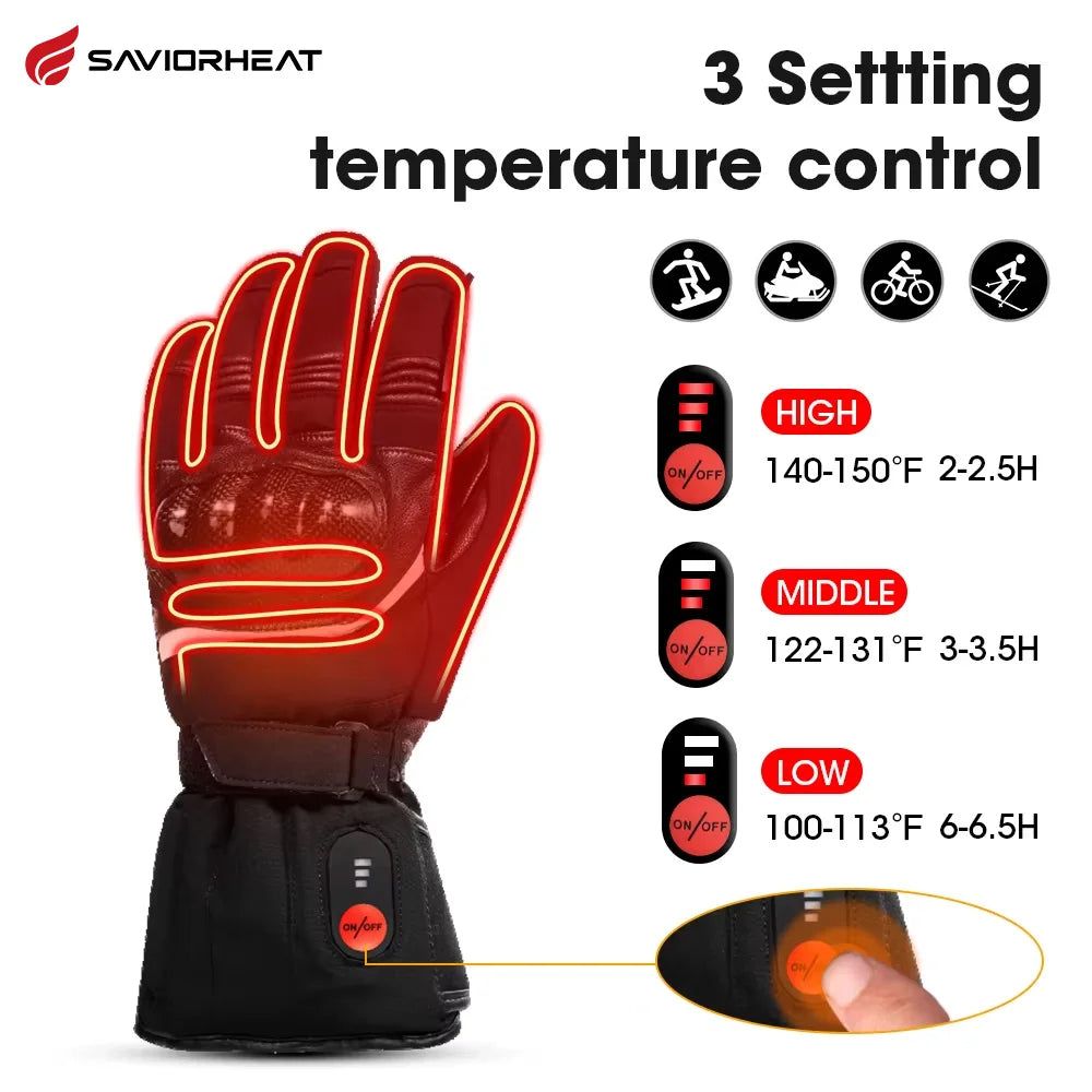 Savior Heat Waterproof Heated Motorcycle Gloves With Rechargeable Hand Warmers
