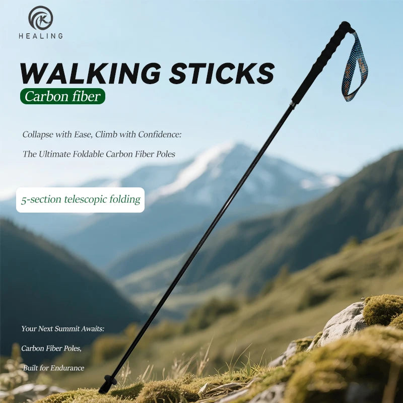 OKHEALING Carbon Fiber Collapsible Trekking Poles for Hiking and Walking