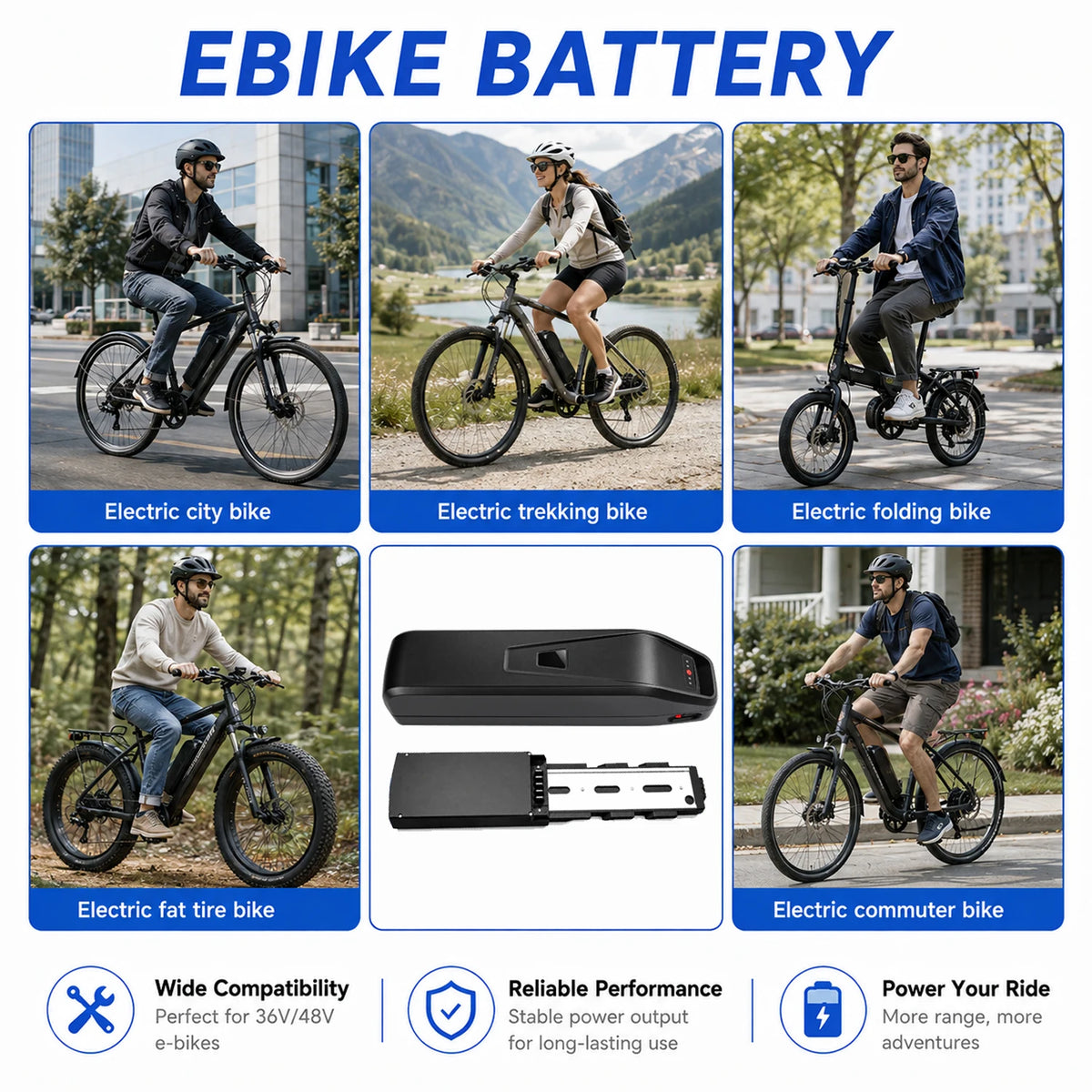 48V E Bike Battery Featuring Internal BMS Compact Charger