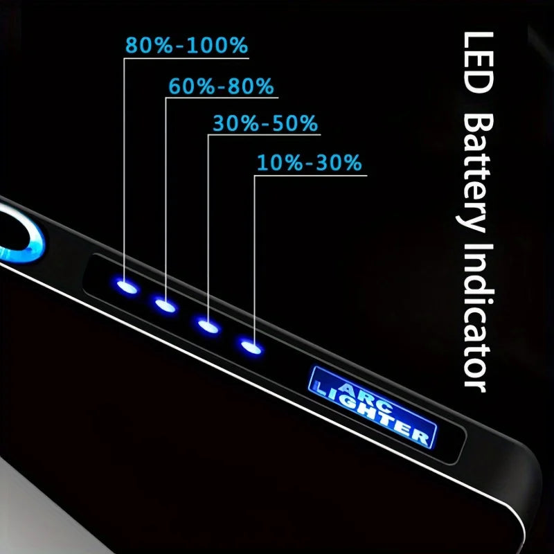 Windproof Dual Arc Plasma Lighter With USB Rechargeable Power Display