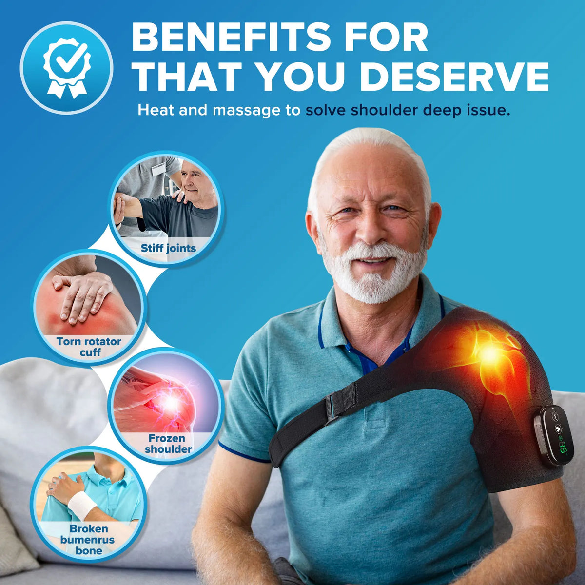 Rechargeable Electric Heating Shoulder Massage Belt for Joint Relief