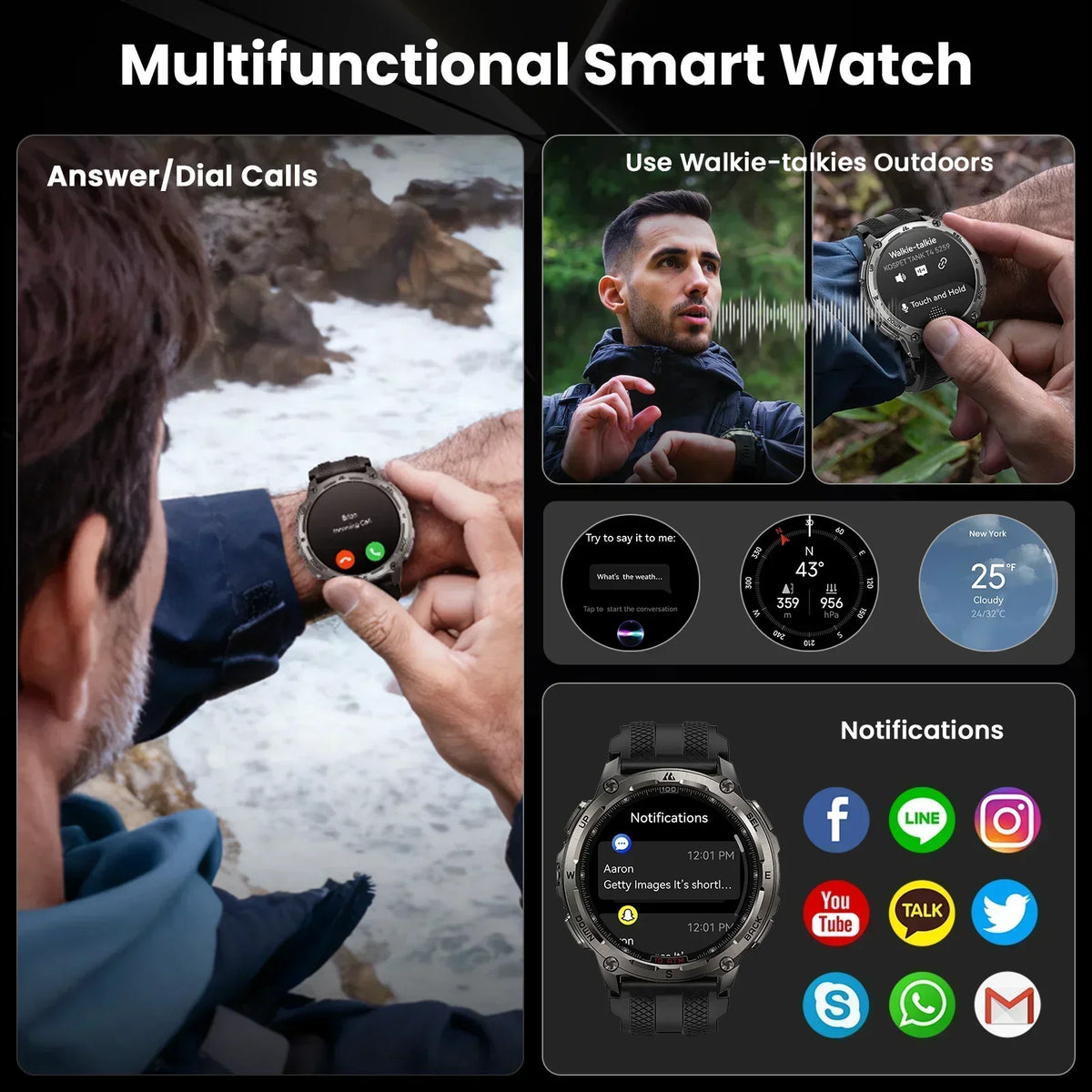 KOSPET Tank T4 GPS Smart Watch With Offline Maps Tracking