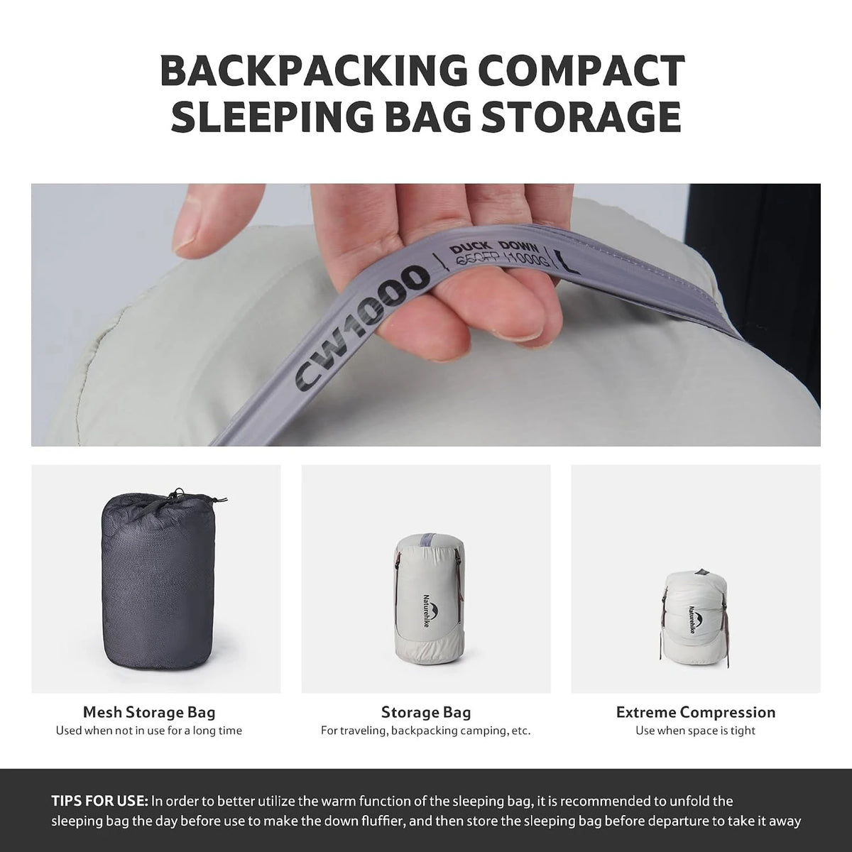 Naturehike Ultralight Duck Down Sleeping Bag For Camping And Hiking