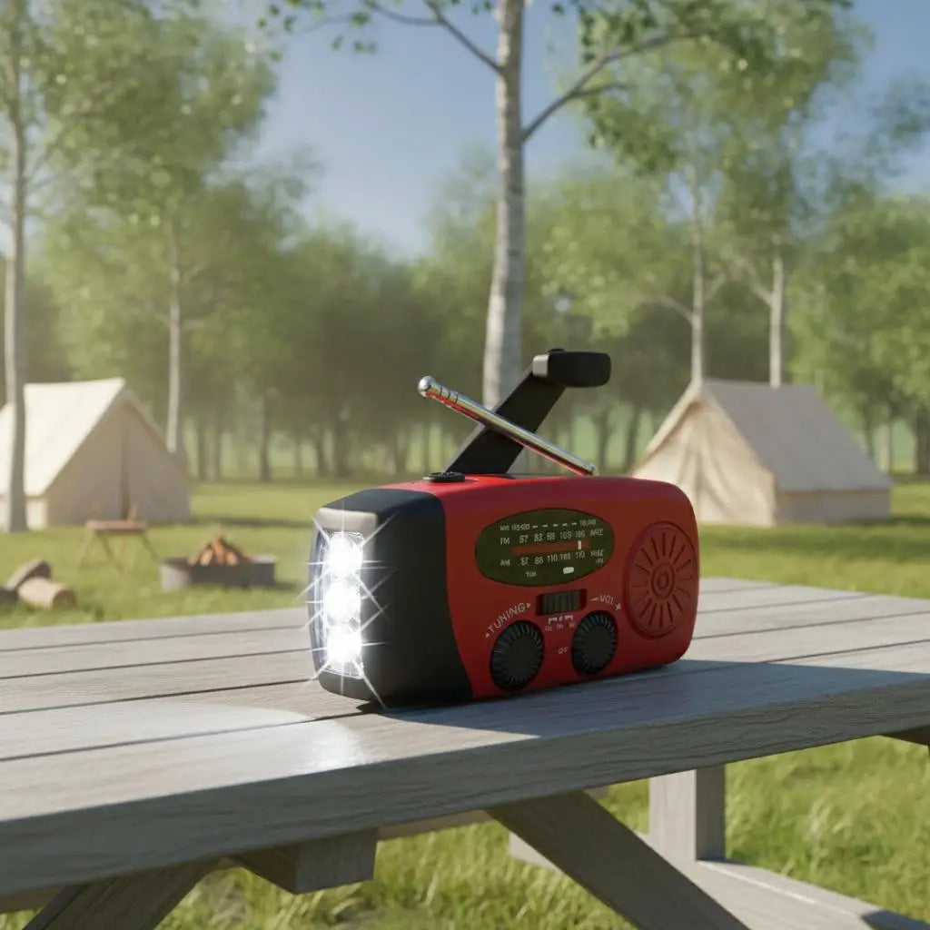 Portable Hand Crank Emergency Radio Solar Power Bank LED Flashlight