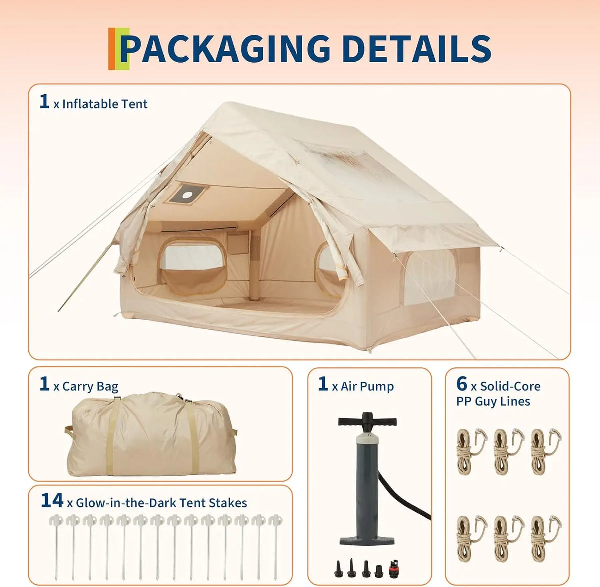 Inflatable Family Camping Tent Waterproof Four Season Quick Setup