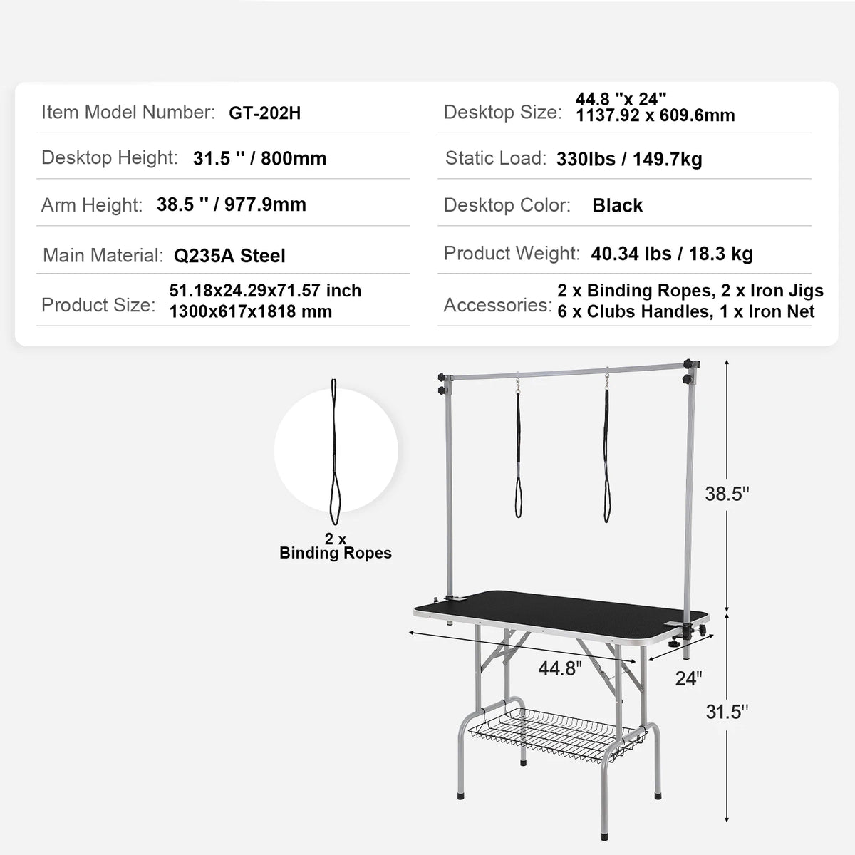 Foldable Pet Grooming Table With Clamp And Grooming Loop