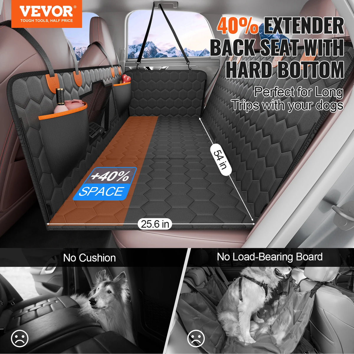 SucceBuy Dog Car Seat Extender Bed Cover With Mesh Window