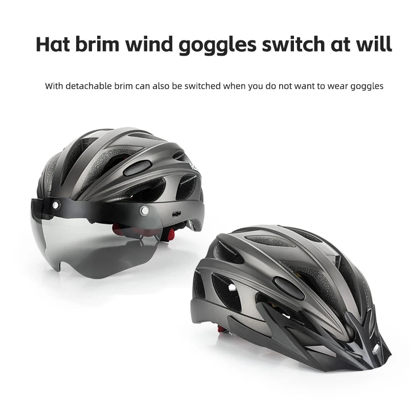 ROCKBROS Lightweight Cycling Helmet With Integrated Goggles For Adults