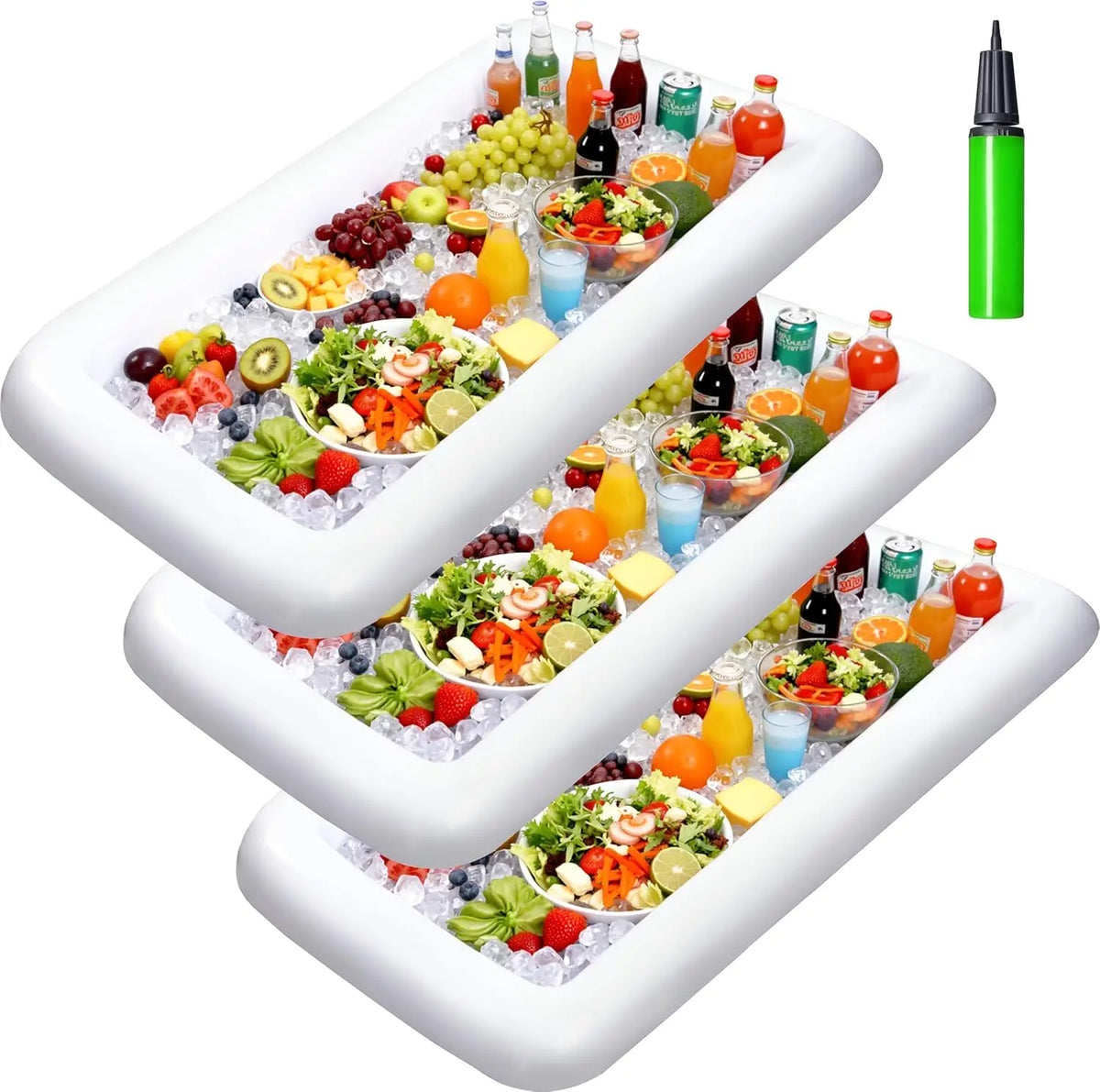 Inflatable Serving Bar Tray Set With Drain Plug For Picnics