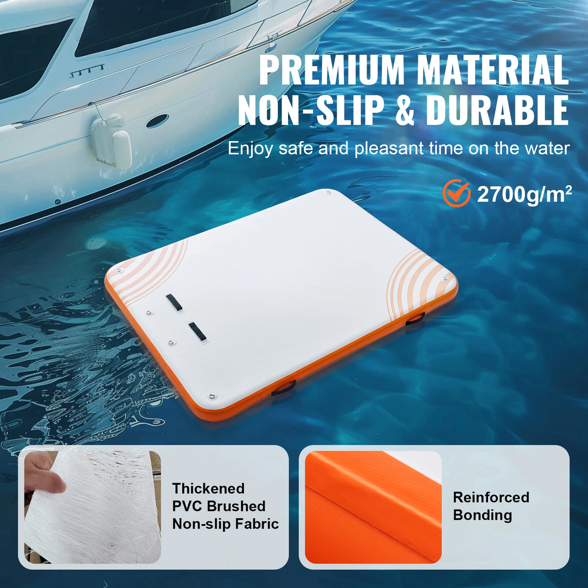 SucceBuy Inflatable Nonslip Floating Pool Dock With Ladder
