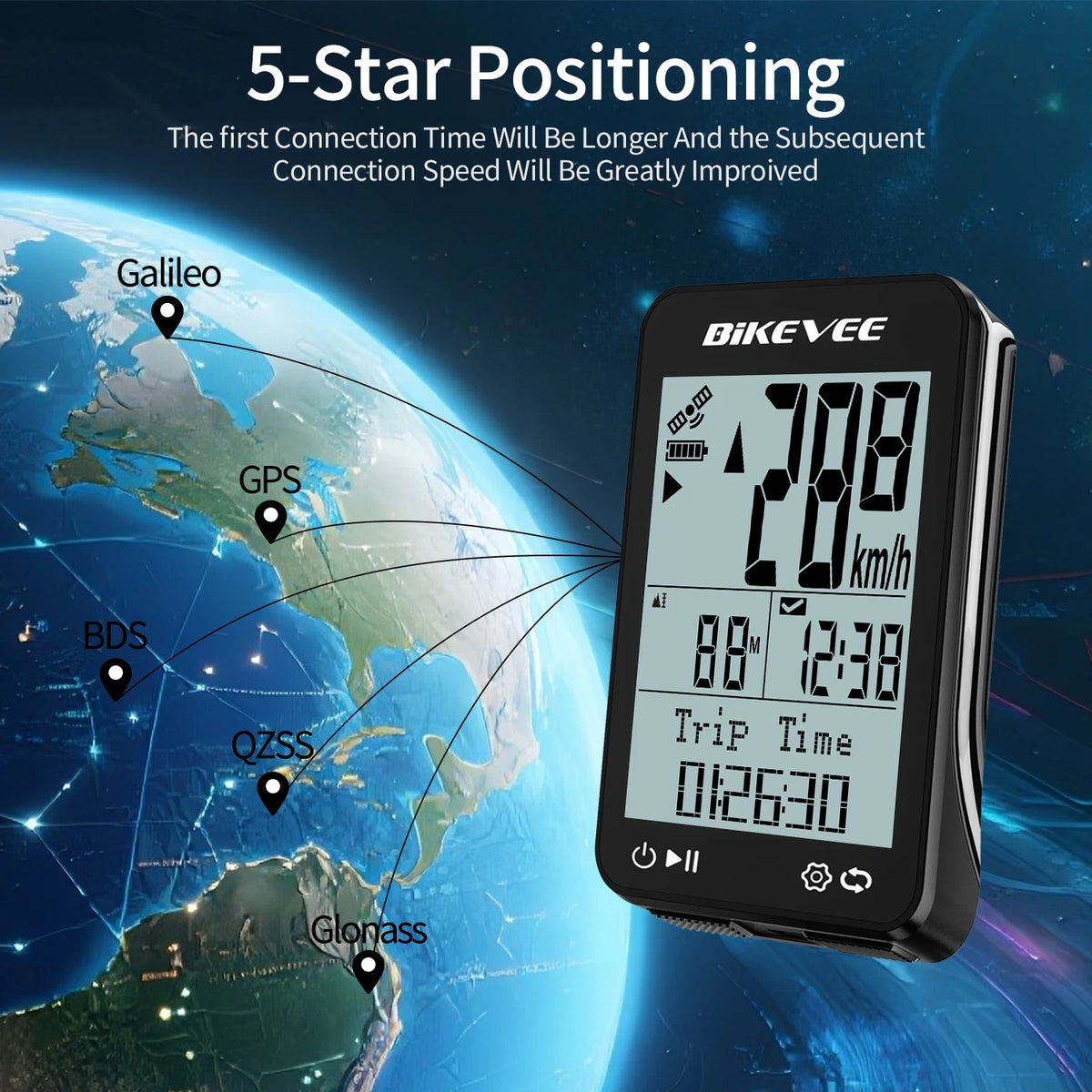 Bikevee Wireless GPS Bike Computer With Waterproof Cycling Speedometer