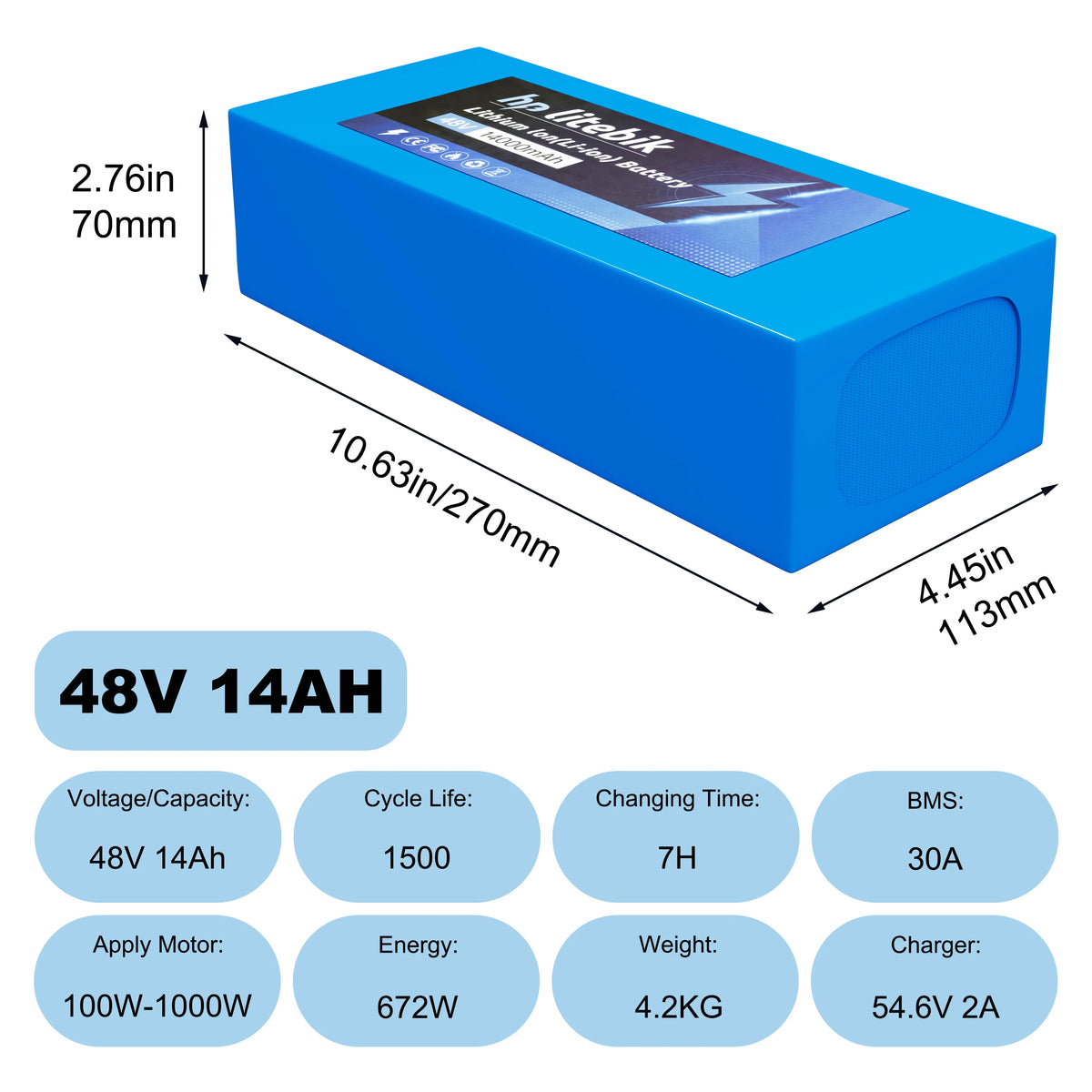 Cao Mm Ebike Battery 10Ah 20Ah Rechargeable Lithium Ion