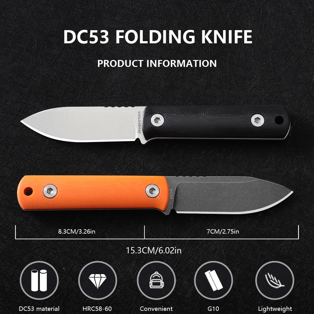 DC53 Steel Fixed Blade Survival Knife With G10 Handle Sheath