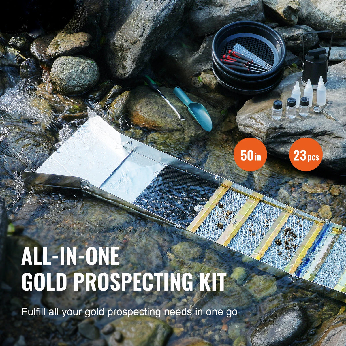 SucceBuy Complete Gold Panning Sluice Box Prospecting Kit