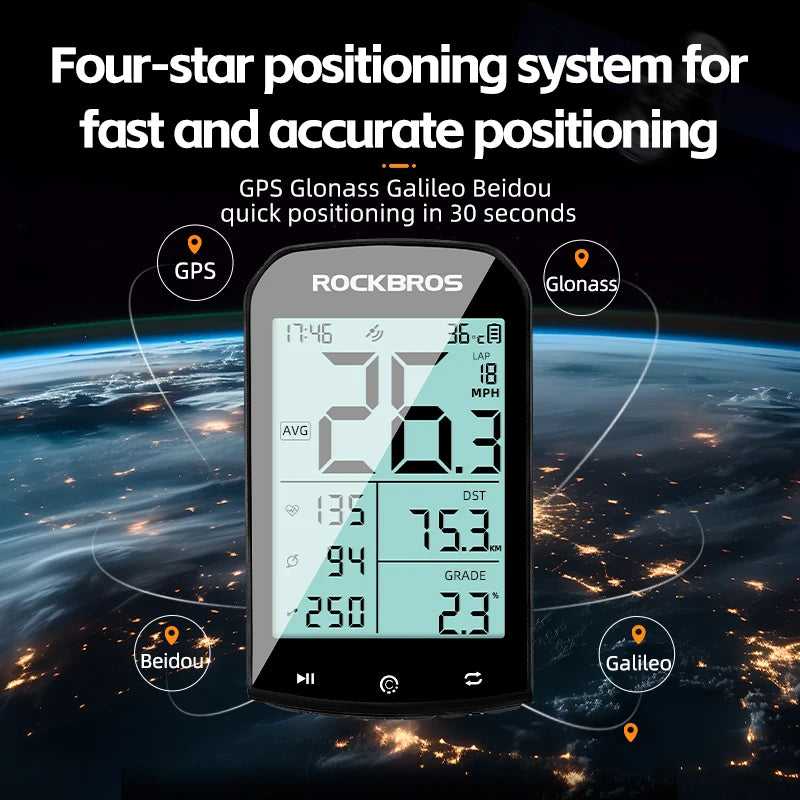 ROCKBROS M1 Smart GPS Cycling Computer With Bluetooth Connectivity
