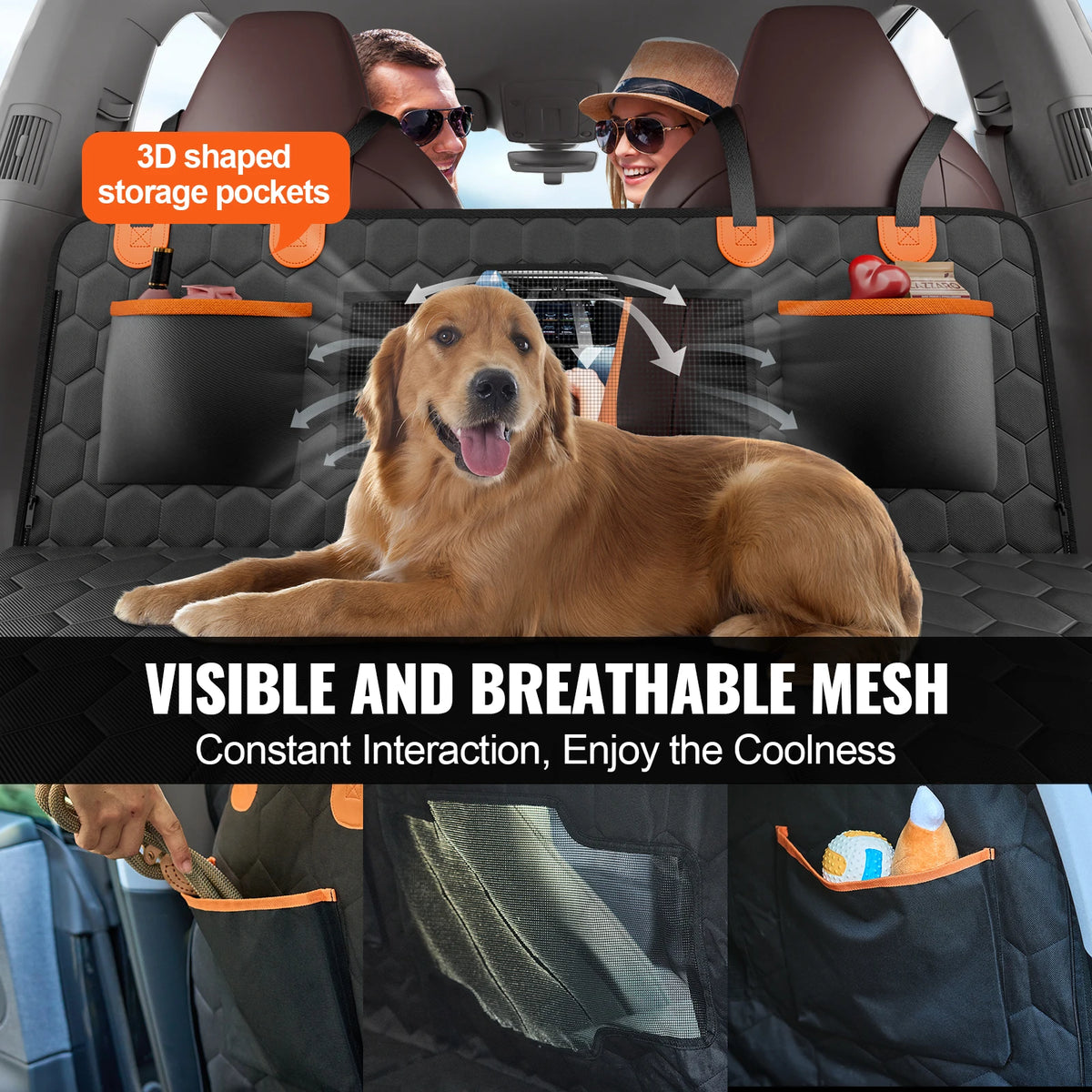 SucceBuy Dog Car Seat Extender Bed Cover With Mesh Window