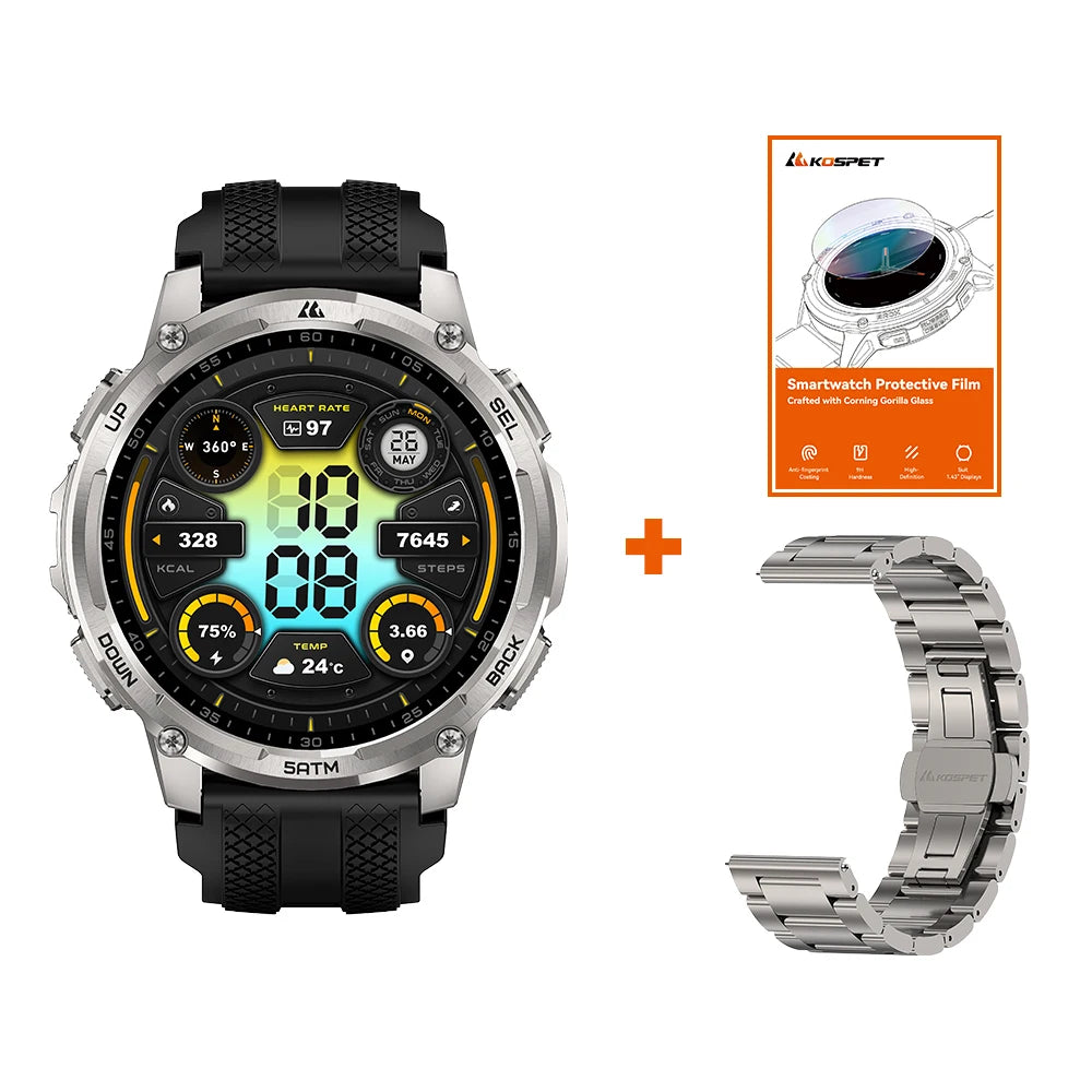 KOSPET Tank T4C Rugged GPS Smartwatch With Flashlight