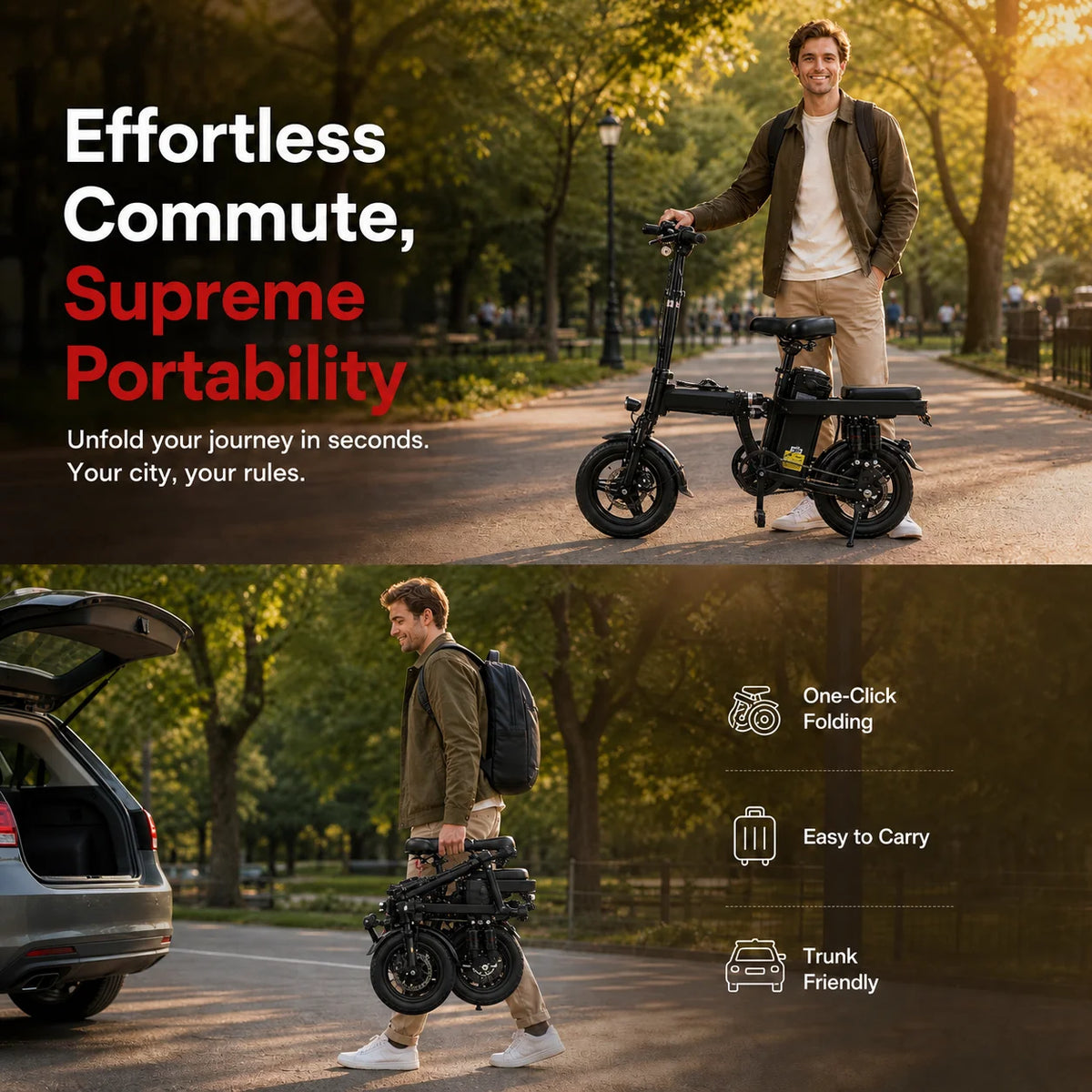 Foldable Adult Electric Bicycle 500W Motor 48V Battery