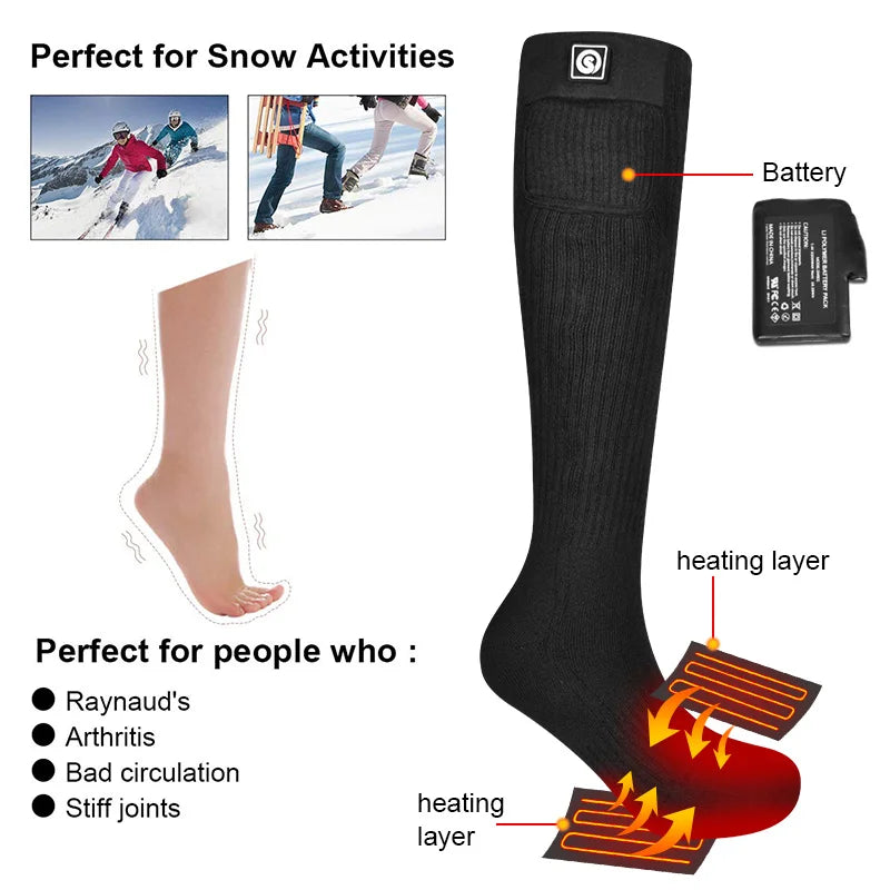 Savior Rechargeable Heated Socks for Winter Skiing Hiking and Outdoors