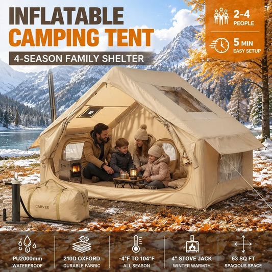 Inflatable Family Camping Tent Waterproof Four Season Quick Setup