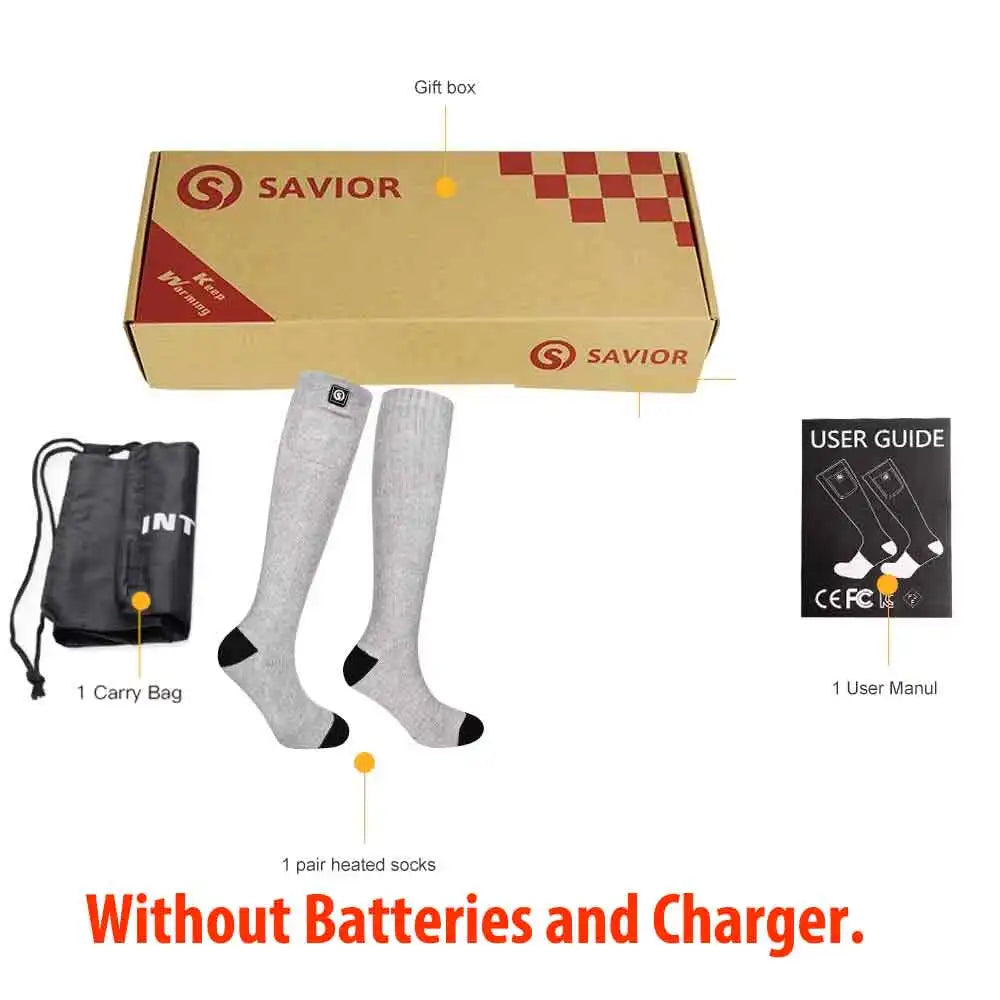 Savior Rechargeable Heated Thermal Socks For Winter Outdoor Comfort