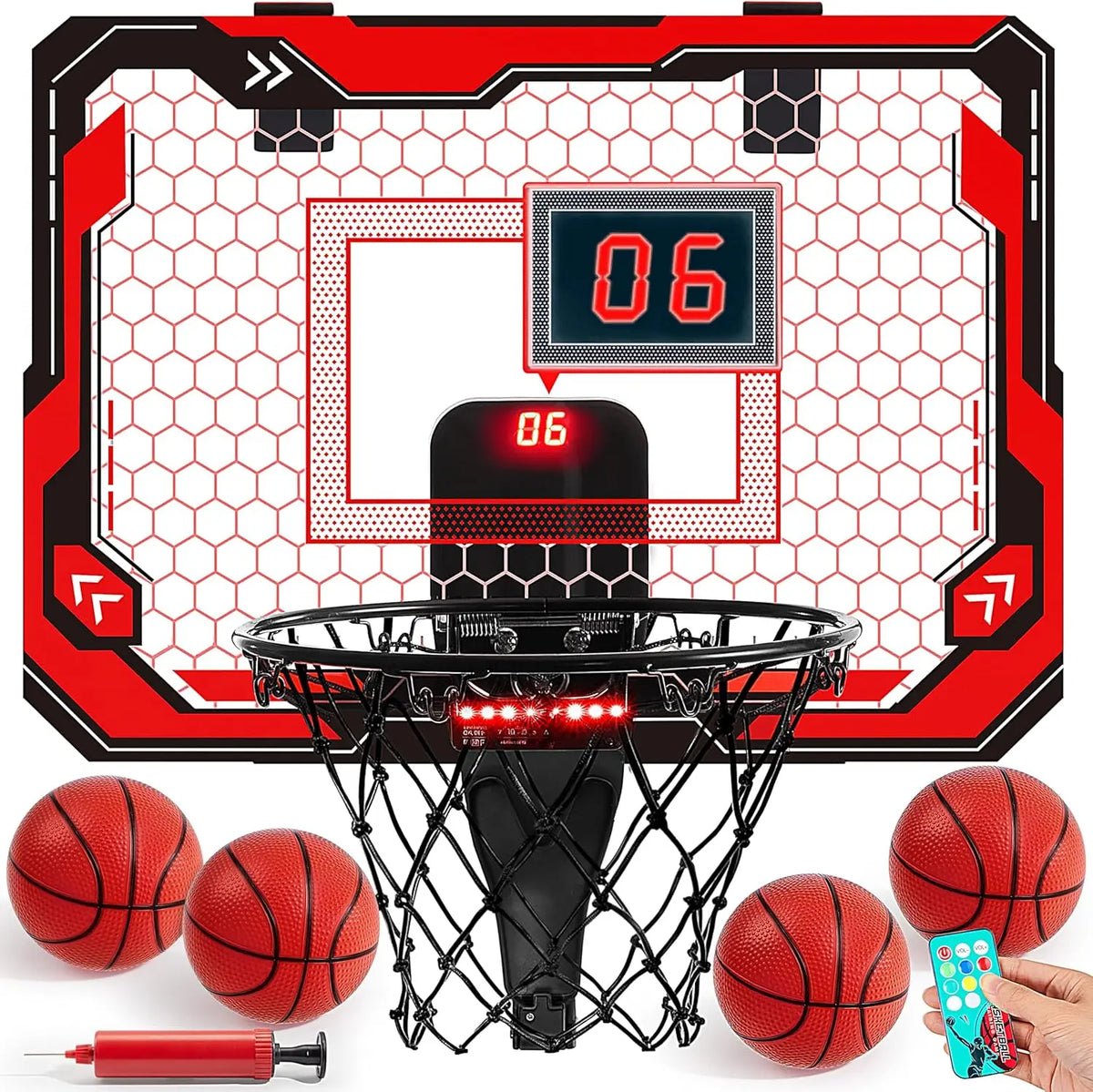 Joyfy Mini Led Basketball Hoop With Scoreboard And Four Balls