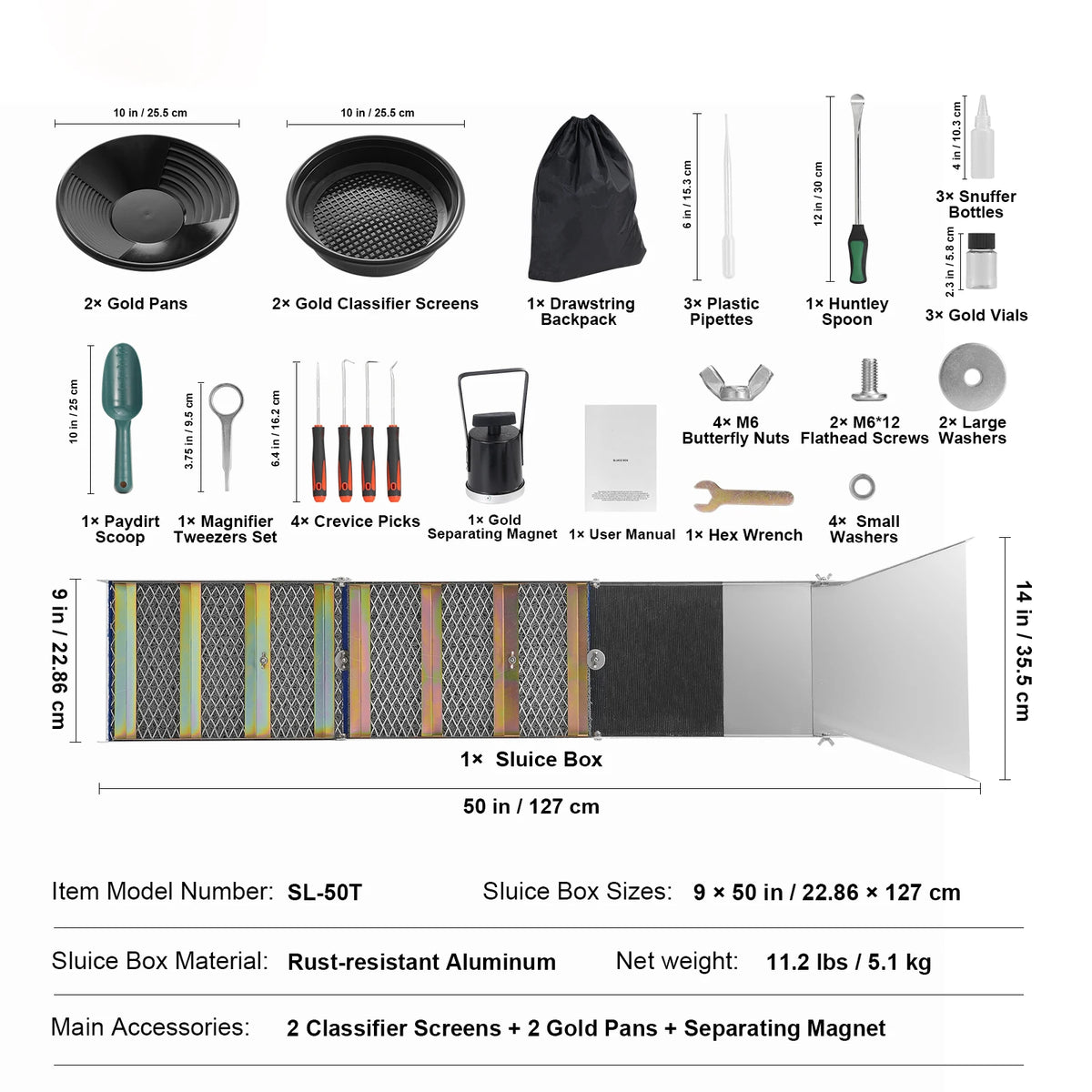 SucceBuy Complete Gold Panning Sluice Box Prospecting Kit