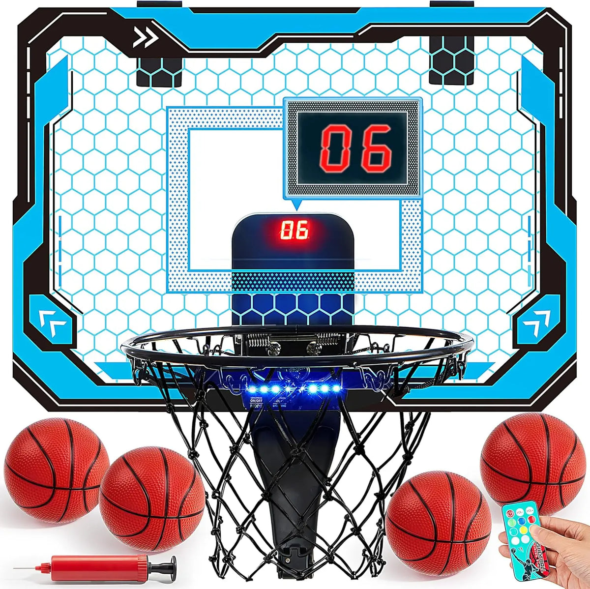 Joyfy Mini Led Basketball Hoop With Scoreboard And Four Balls