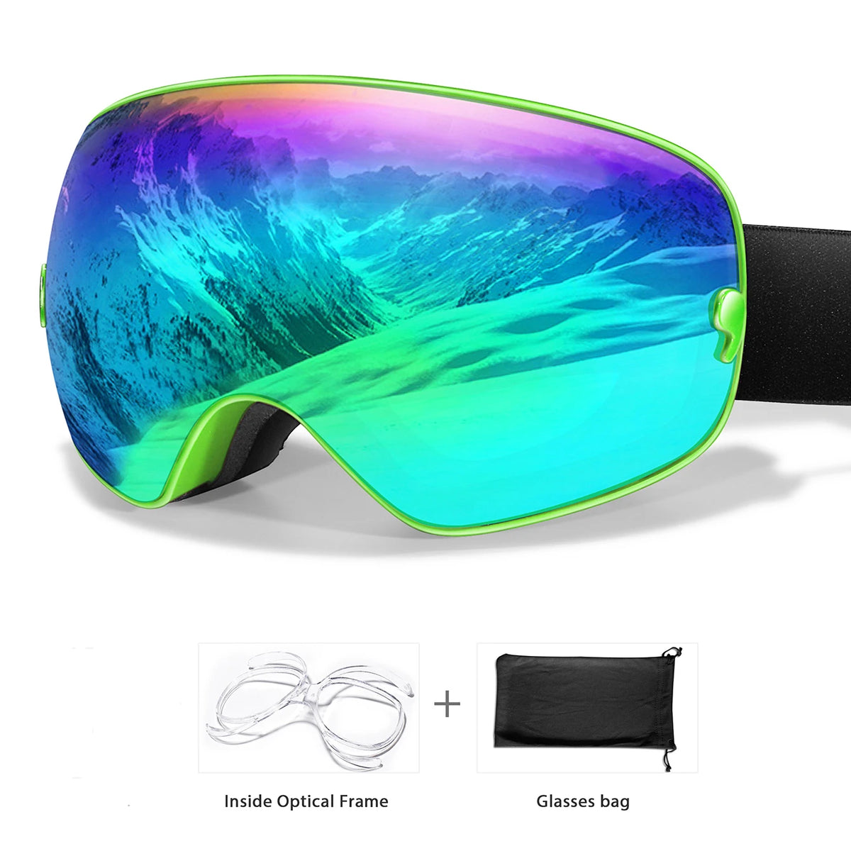 Winter Ski Goggles With Optical Insert And UV400 AntiFog Protection