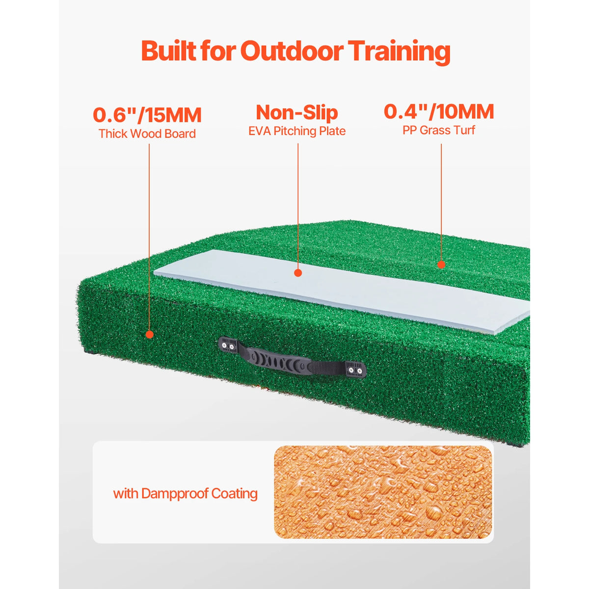 SucceBuy Baseball Pitching Mound With Durable Turf And Carry Handle