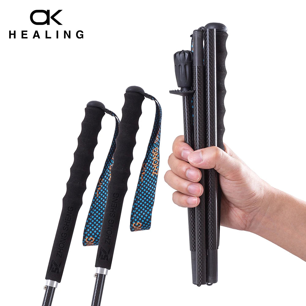OKHEALING Carbon Fiber Collapsible Trekking Poles for Hiking and Walking
