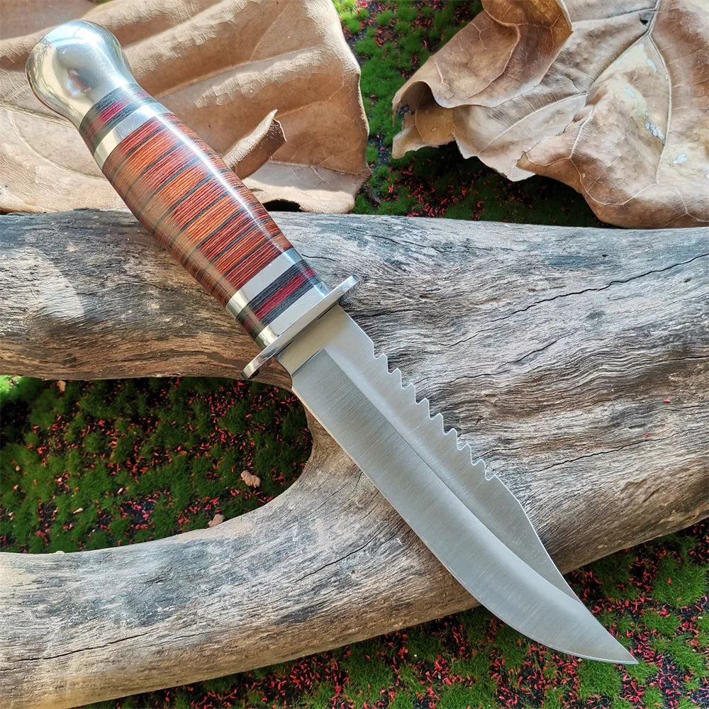 Doom Blade Stainless Steel Fixed Hunting Knife With Wooden Handle