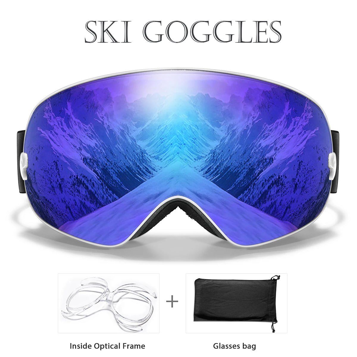 Winter Ski Goggles With Optical Insert And UV400 AntiFog Protection