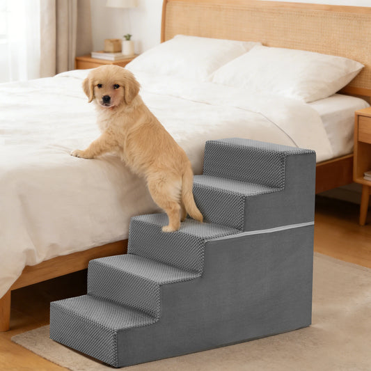 Curved Foam Dog Stairs With Non Slip Steps For Pets