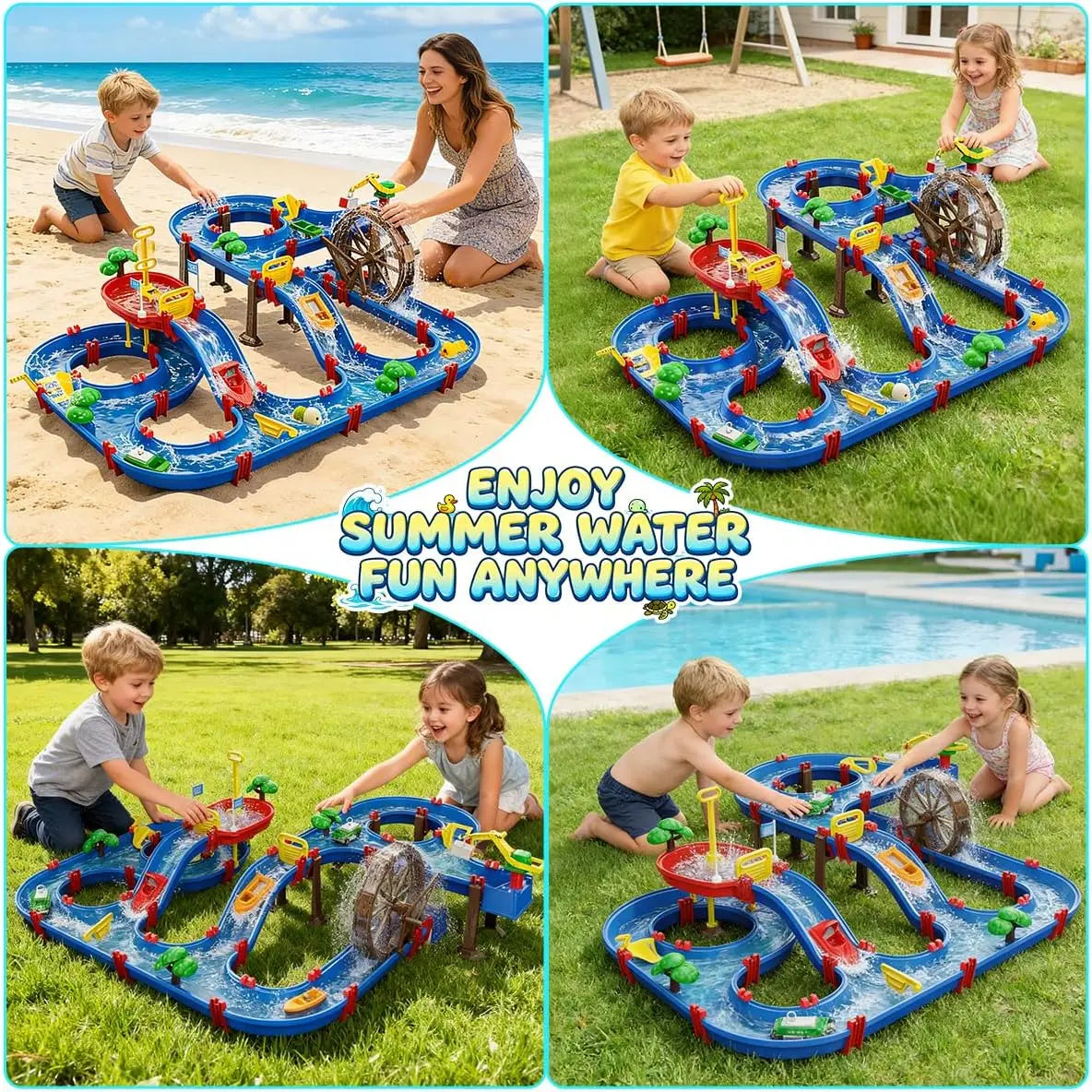 VATOS Outdoor Waterwheel Truck Water Channel Playset for Kids