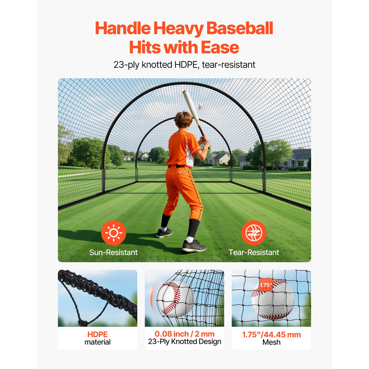 SucceBuy Baseball Batting Cage With Pitching Machine Opening for Training
