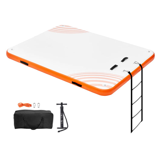 SucceBuy Inflatable Nonslip Floating Pool Dock With Ladder