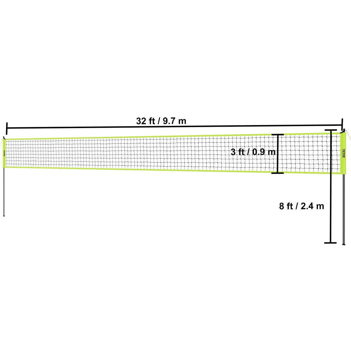 Portable Outdoor Volleyball Net System With Adjustable Steel Poles and Carrying Bag