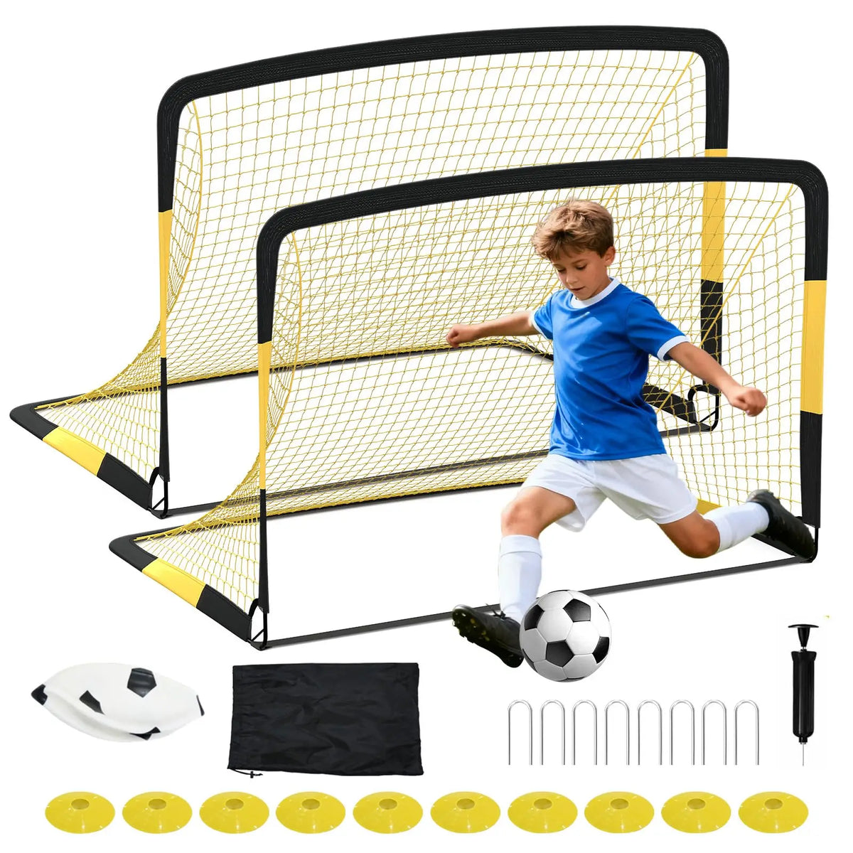 HiMISS Pop Up Soccer Goal And Portable Youth Training Net