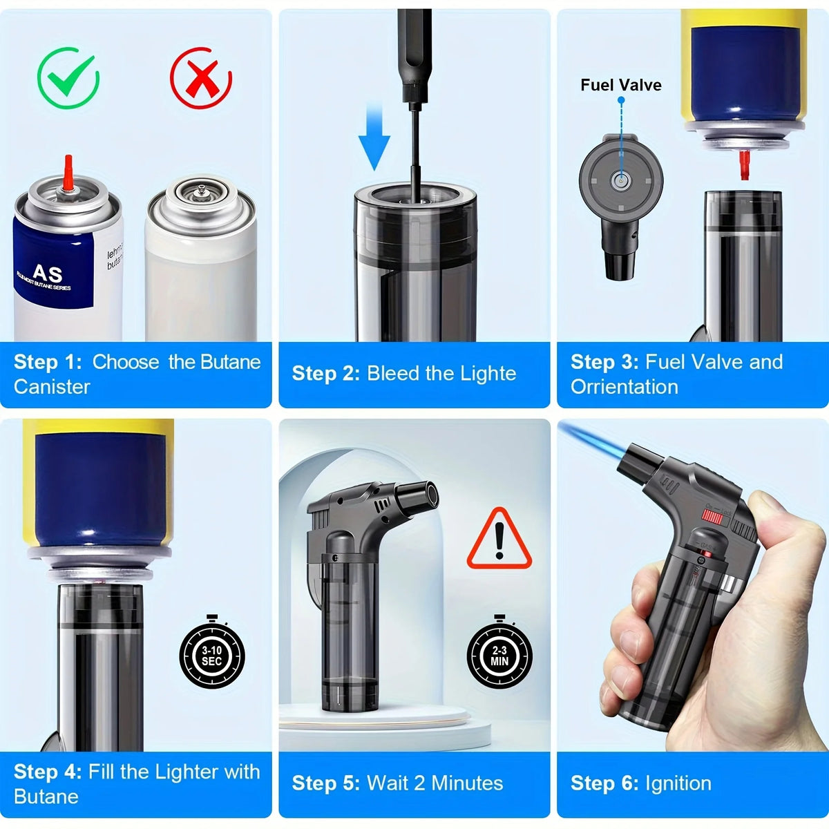 Portable Windproof Butane Torch Lighter for Outdoor Cooking