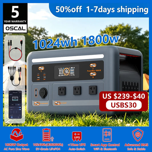 OSCAL Portable Power Station With Solar Charging And UPS Backup